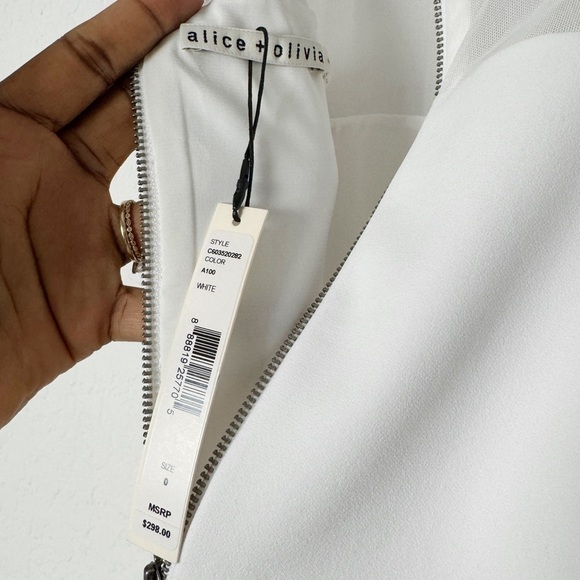 Alice + Olivia Karman Sleeveless Mesh-Trim Midi Dress - Picture 6 of 9